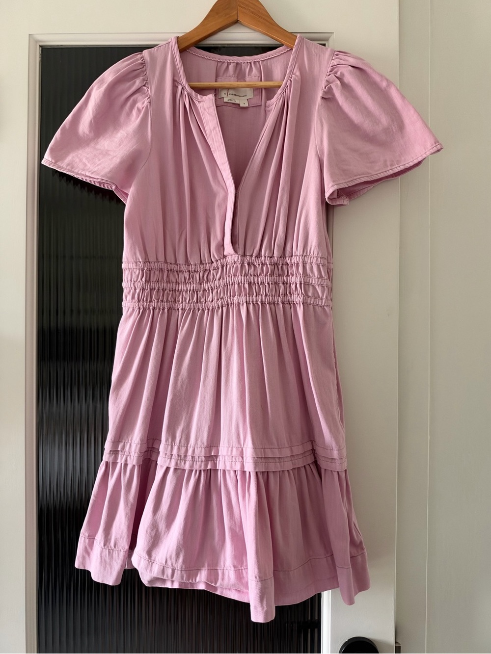 Anthropologie The Somerset Mini Dress, Lilac, Smocked-Waist, Small